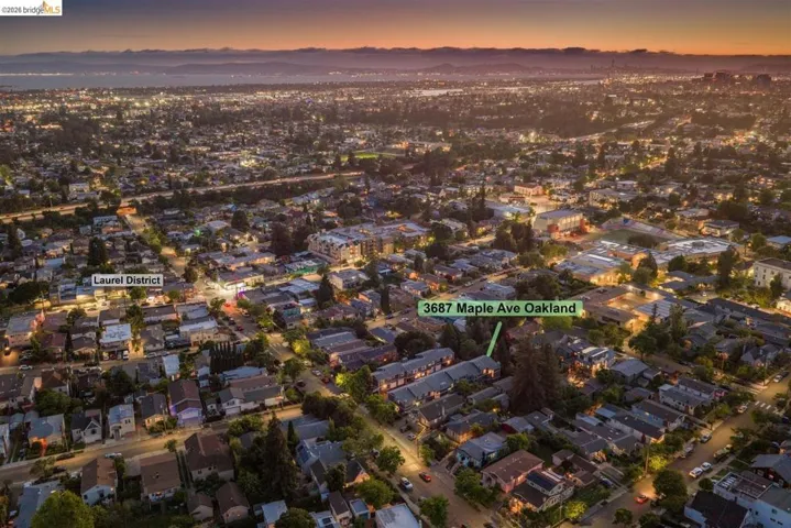 drone / aerial view at dusk