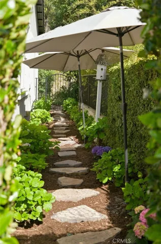 Side yard flower garden