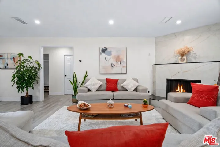 Fireplace flame digitally enha