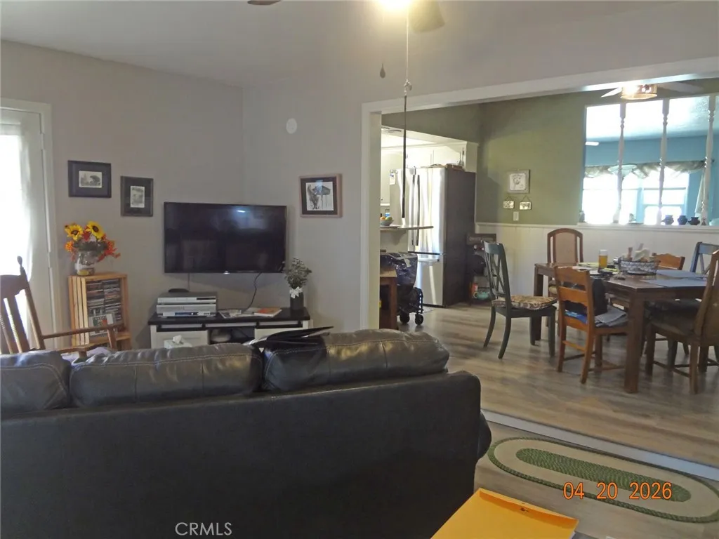 family room view to the dining area