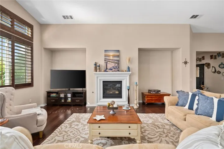 View of Fireplace from kitchen