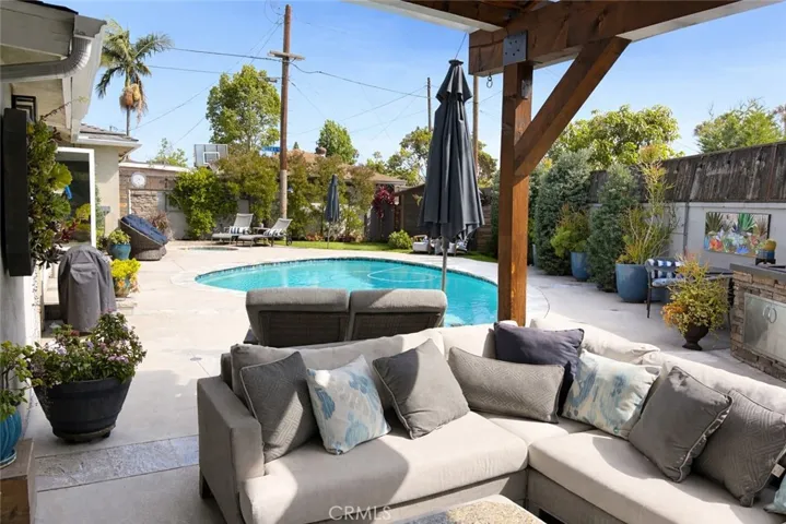 Private back yard with salt water pool and spa