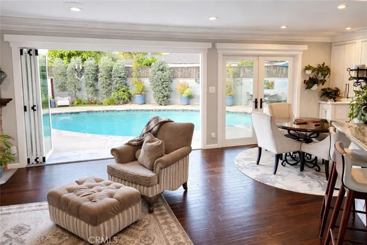 Living room with custom bi-fold doors