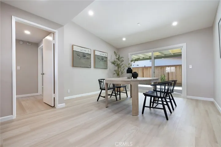 Sliding door access to patio from dining room.