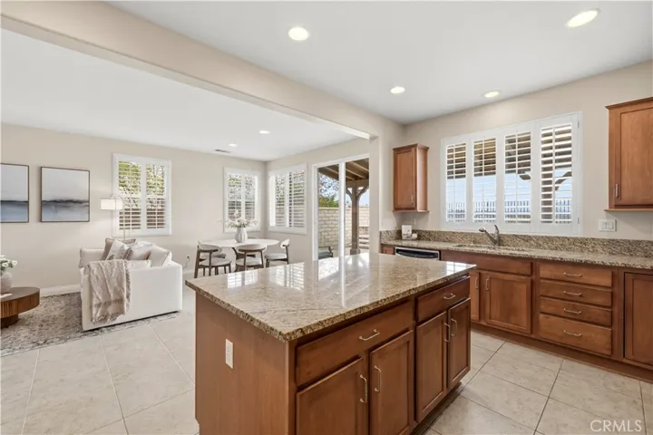 kitchen open to dining and family room