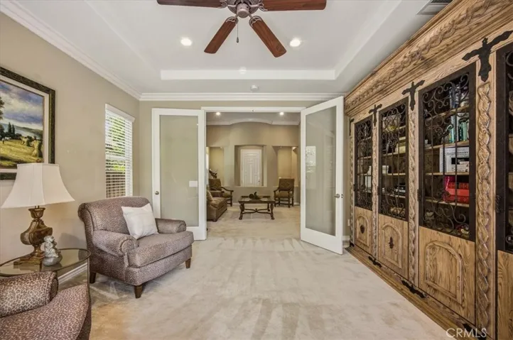 Downstairs Office with double glass doors.