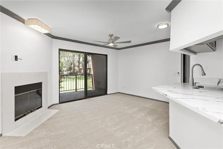 Living room with fireplace