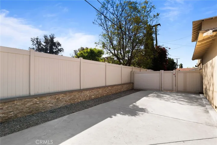 Extra large parking space next to garage for RV.