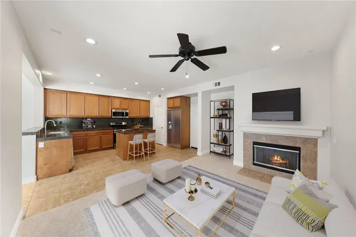Family room virtually staged