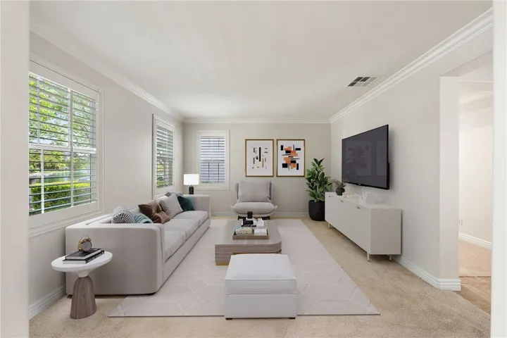 Living room virtually staged