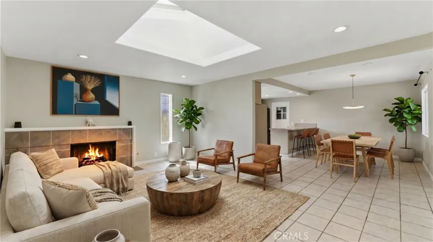 Digitally Enhanced Image of dining/living space w/Fireplace
