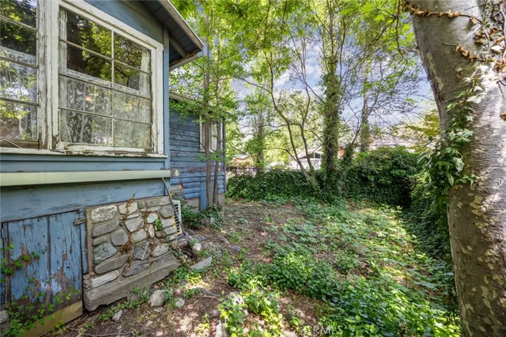The backyard of 13886 Hazel Drive fills the sky with mature trees such as sycamore to provide shade all year.