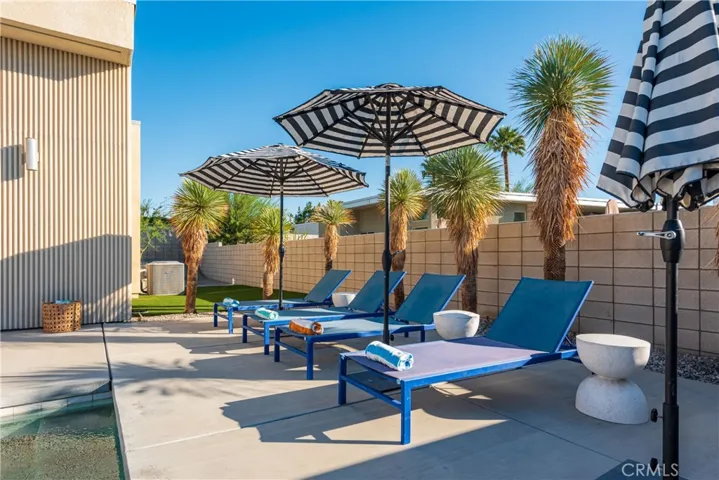 Backyard pool seating area