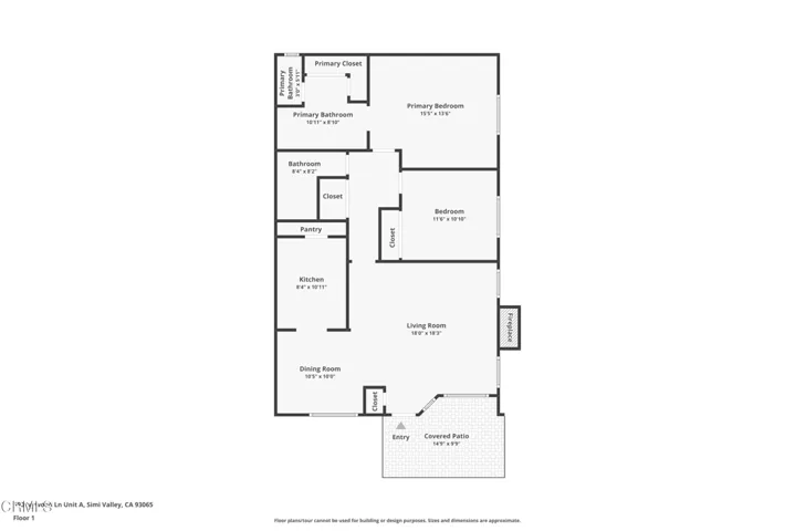 Single Story Floor Plan including in-unit laundry and primary be