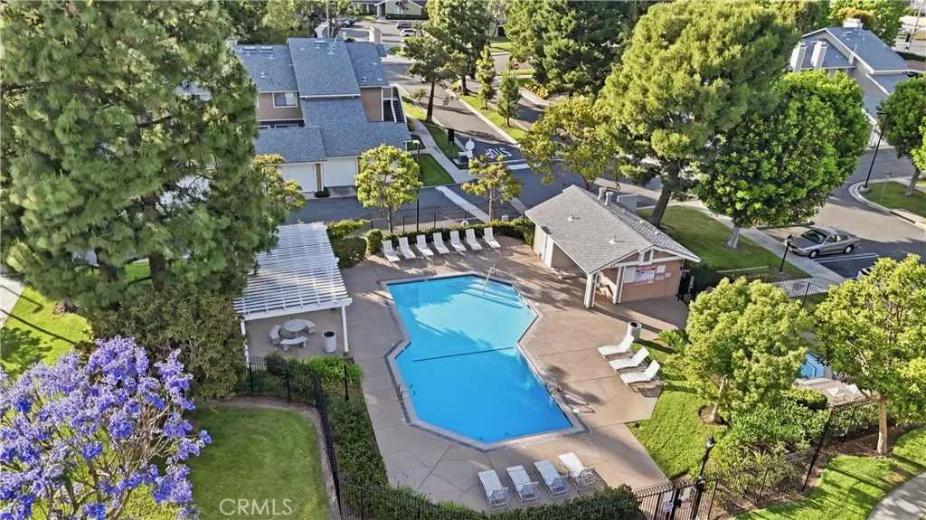 Great view of one of the two pools and spas at the Timberline community in Northwood in Irvine.