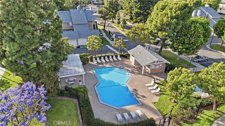 Great view of one of the two pools and spas at the Timberline community in Northwood in Irvine.