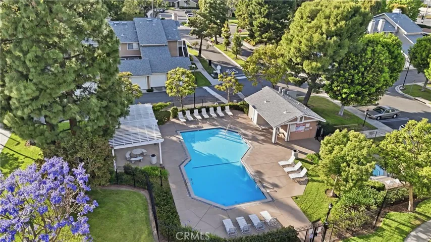 Great view of one of the two pools and spas at the Timberline community in Northwood in Irvine.