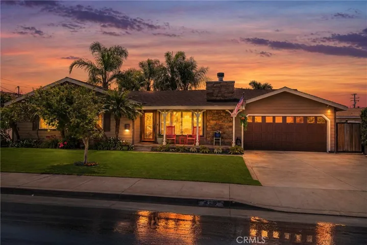 Front of property at sunset