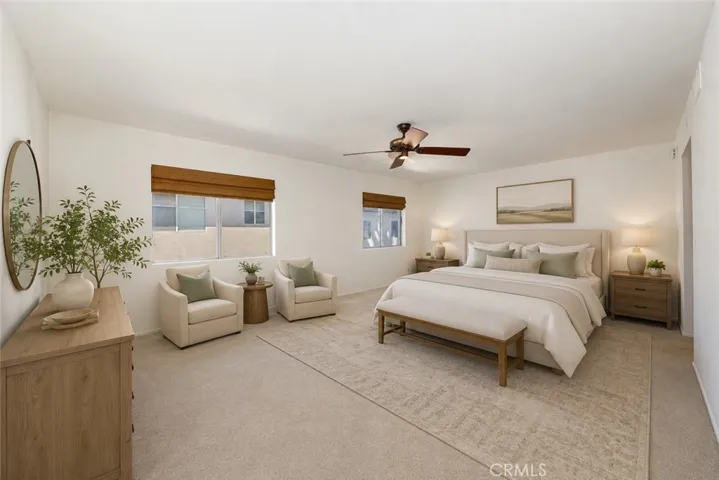 Virtually Staged Digitally altered photo of the Primary Bedroom