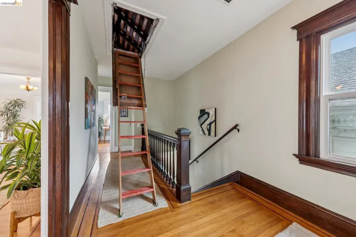 Pull down ladder to enormous attic space.