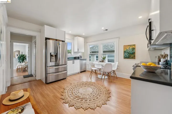 Large, sunny updated eat-in kitchen.