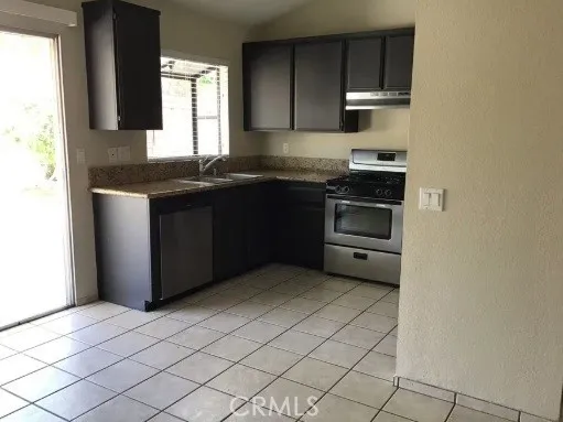 Dark stained wood cabinets