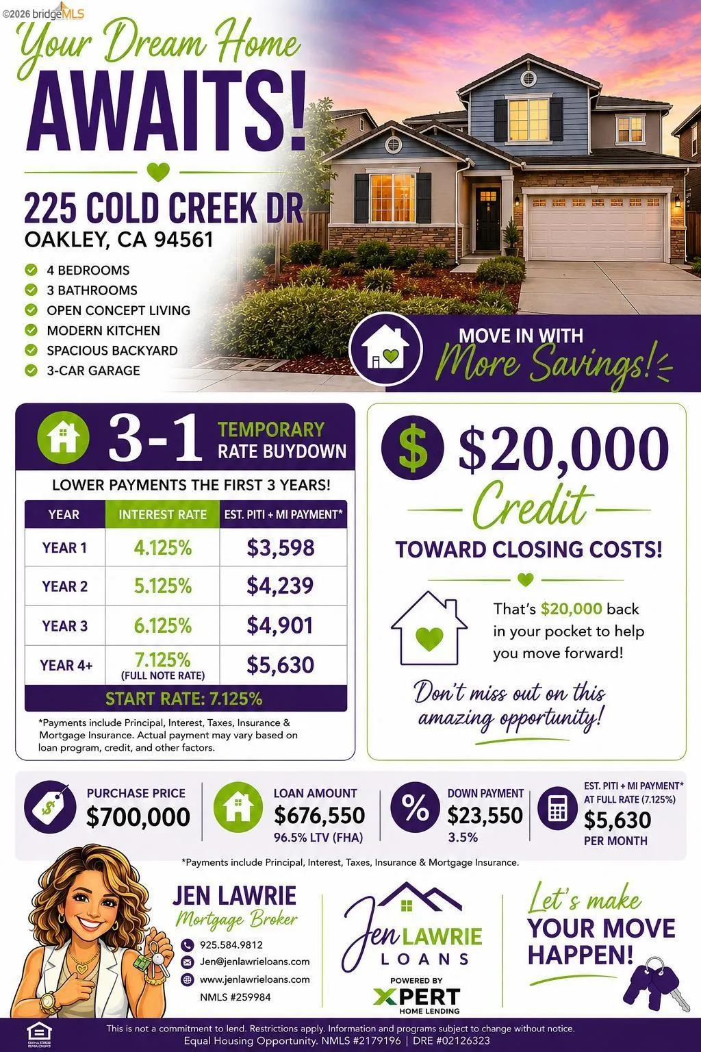 Real Estate Advertisement. Detailing property specifications, mortgage options, and financial incentives for the property