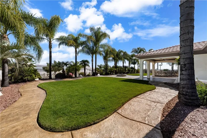 Front Grass Area by the Outdoor Fire Pit showing the Mature Landscaping