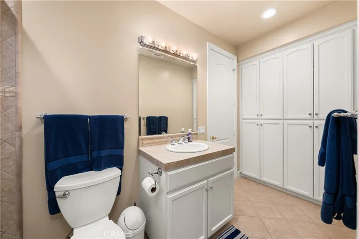 Shared Bathroom for Bedroom #3 and the Office.  This Bathroom has a Great Amount of Storage.