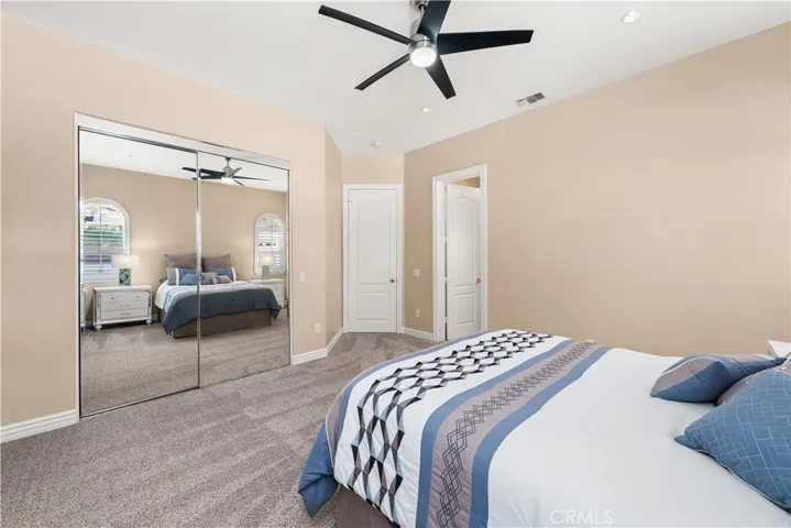 Bedroom #3 Mirrored Closet Doors, Ceiling Fan and Shutters