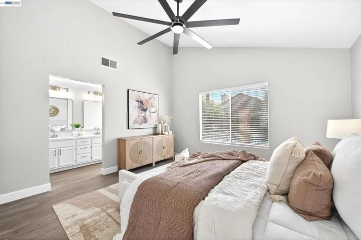 WITH VAULTED CEILING AND FAN