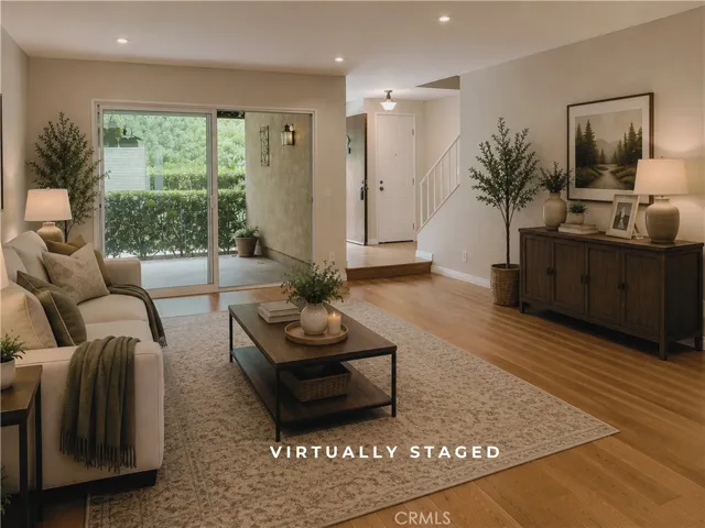 Virtually Staged Living Room Patio View