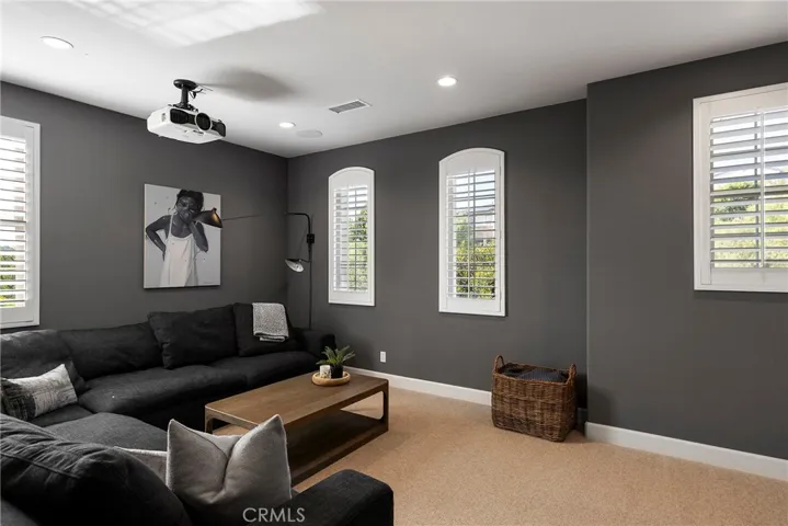 Loft desinged as a theatre room with projector