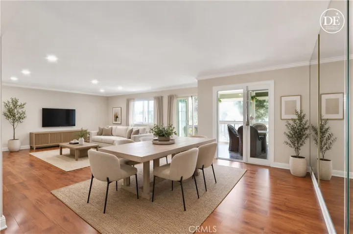 Virtually staged and painted-open living/dining area