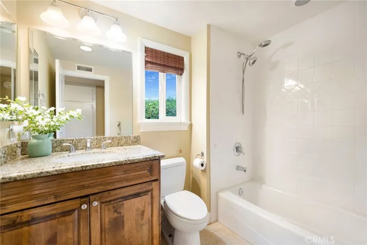 Upgraded, secondary bath with shower and tub.