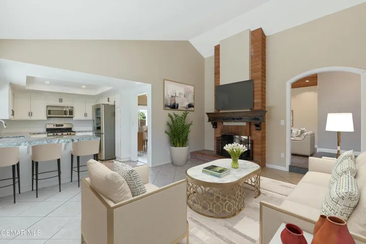 Family room virtually staged