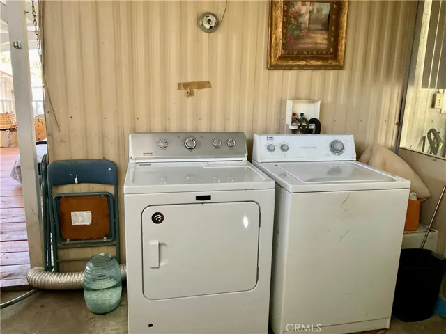 Laundry in enclosed patio