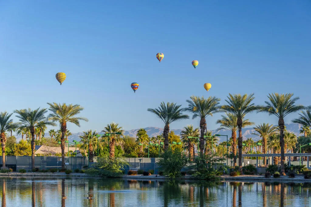Ballons over Tennis Court