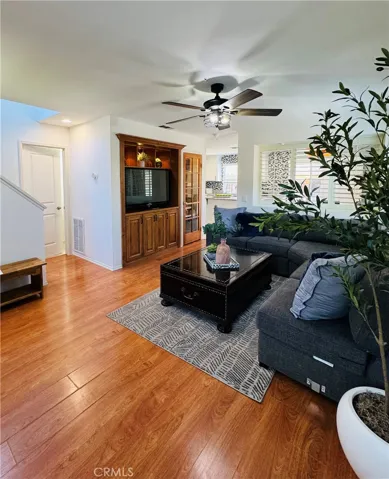 Living Room recently painted - light and bright built in entertainment area