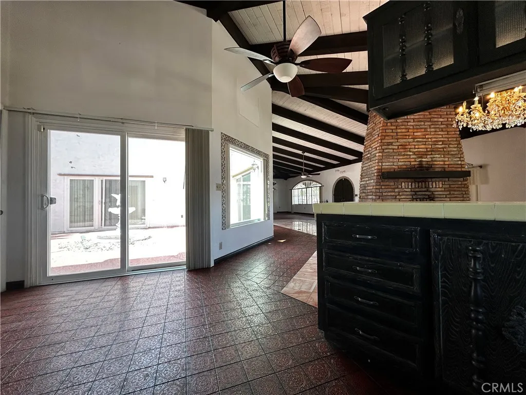 Kitchen looking into courtyard