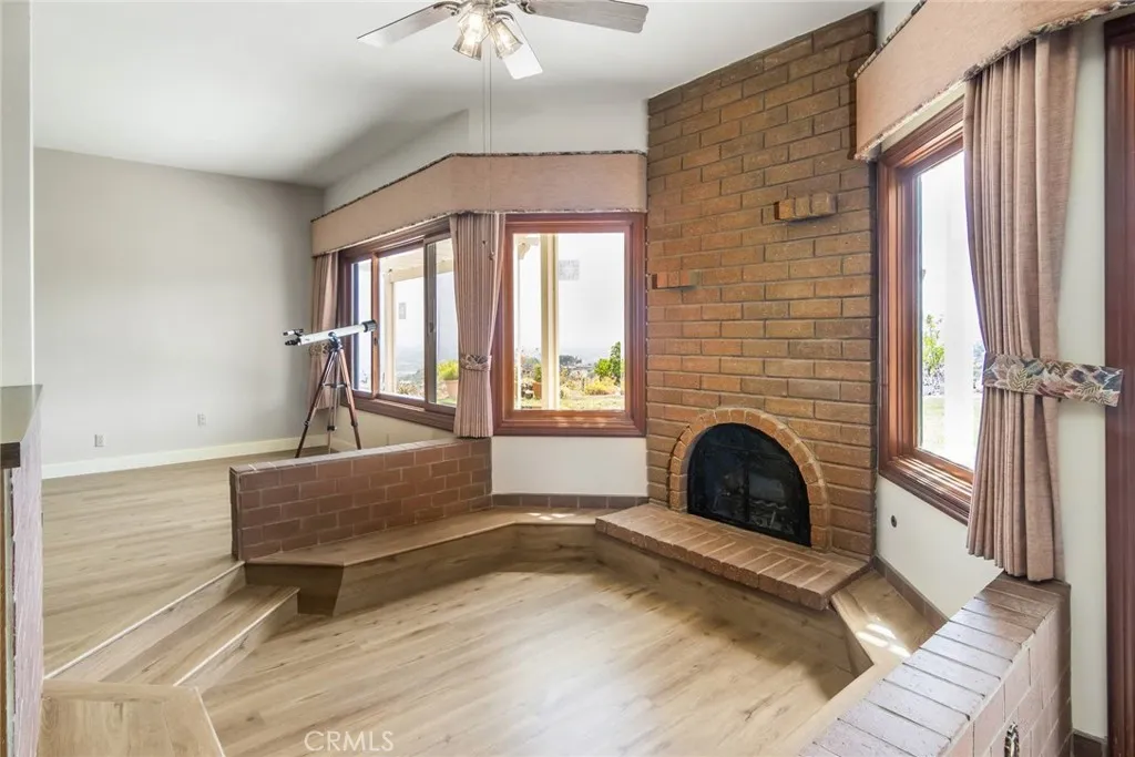 Conversation pit and Fireplace