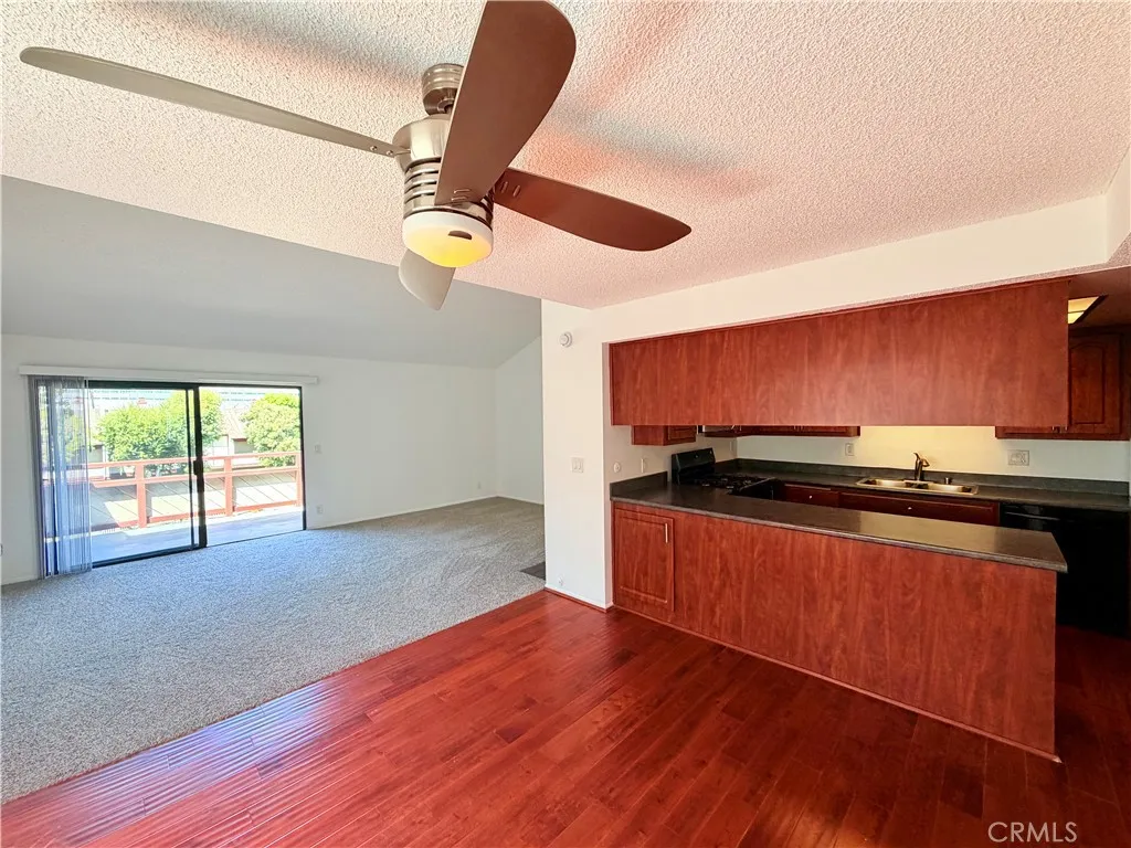 Dining room, kitchen, and living room