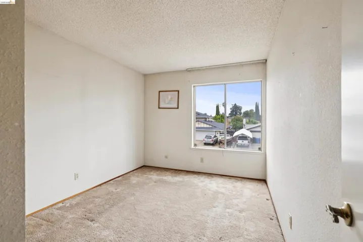 Interior room featuring neutral wall finishes, a large window, and light-colored carpeting