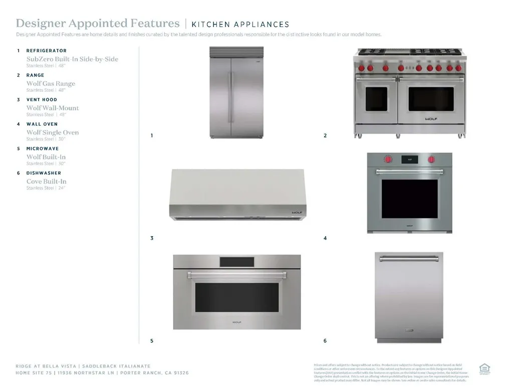 Kitchen Appliances: Saddleback Italianate - Ridge Collection at Bella Vista - Photo of artist rendering -  Not actual home for sale - Home is still under construction
