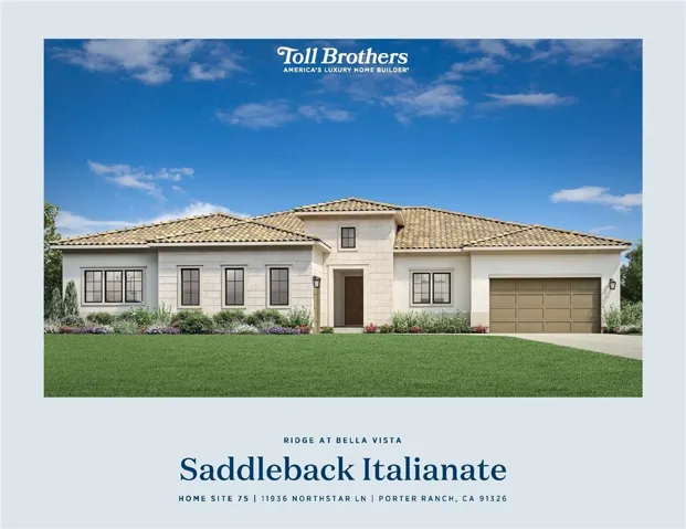 Homesite 75: Saddleback Italianate - Ridge Collection at Bella Vista - Photo of artist rendering -  Not actual home for sale - Home is still under construction
