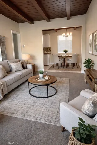 staged virtual living room and dining area
