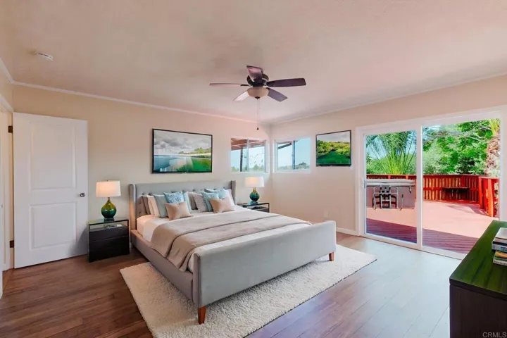 Virtually staged master bedroom