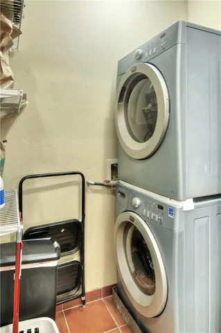 Stackable laundry off kitchen