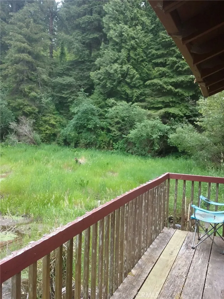Deck by the cabin pond