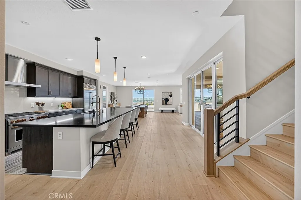 High ceilings and amazing flooring.  Easy living.